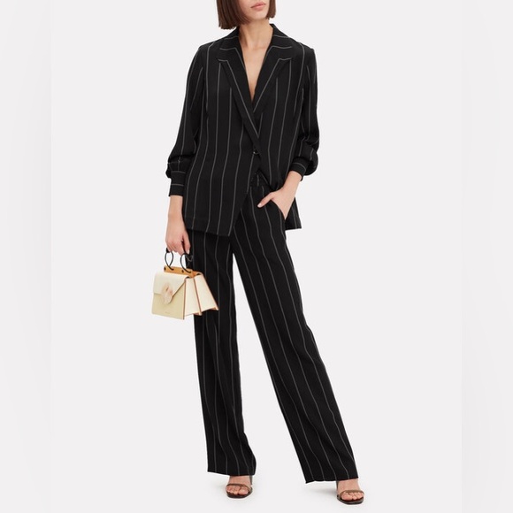 Anine Bing Isabella Pinstripe Pants Drawstring Pull On Black Stripe Size Medium - Picture 16 of 16